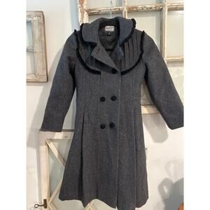 Rothschild girls size 8 gray & black long wool coat